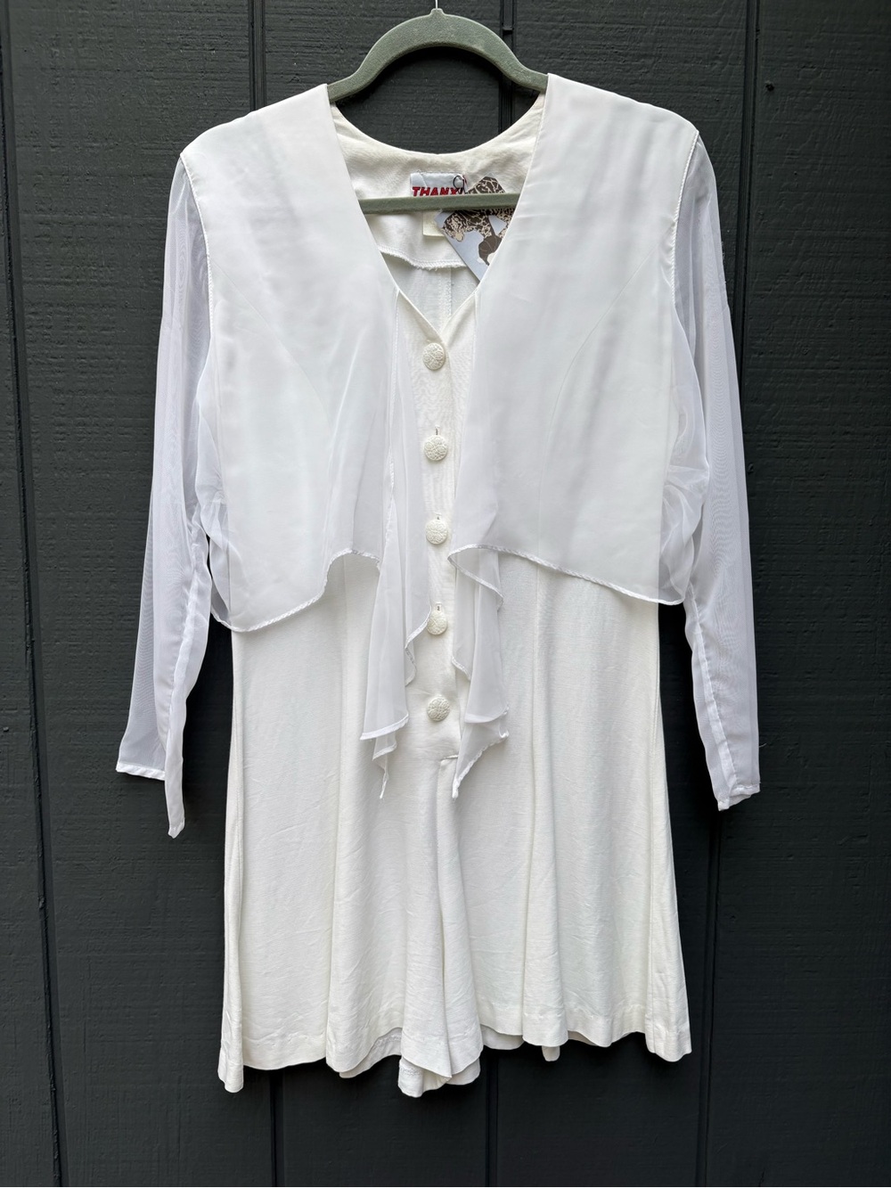 Vintage White Layered Button Front Romper Sz 5